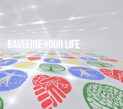 The cover of Baseline Your Life: the title over a bright floor of body, heart, mind and soul logos.